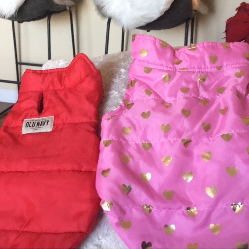Old Navy Pink and Red Dog Vests